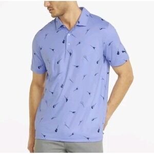 Puma Electric Guitar Print Cloudspun Chords Polo Shirt Mens‎ Large Lilac Stretch